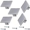 Aerzetix - Set di 5 Pomelli Quadrati per Porte di Mobili 38x38x21mm - Maniglia Bottone Armadio Cassetto Decorazione Interno Arredamento Cucina Soggiorno - in Metallo - Finitura Cromo