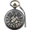Tiong Orologio da tasca vintage con scheletro meccanico e steampunk, con scheletro, numeri romani, orologio da tasca per uomo, idea regalo e scatola, Bronzo e oro, Retrò