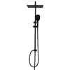 Görbach Colonna Doccia Acciaio Inox senza Miscelatore, Set Doccia a Pioggia con Asta Doccia Saliscendi Regolabili, Soffione 25x25cm, Nero