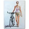 James Coates - Donna con bicicletta ciclismo Art Print Poster Wall Art 40,6 x 30,5 cm (A3)