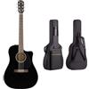 Fender CD-60SCE Dreadnought, tastiera di noce, nero & CAHAYA Custodia Chitarra Borsa per Chitarra Classica o Chitarra Acustica Impermeabile in Tessuto Oxford (Nero)