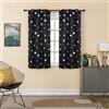 GIRASOLE HOME® Coppia Tende Oscuranti Morbide Fantasia Stelle Argentate Tenda Morbida per Interni con Tasca e Passanti Nascosti 2 Pannelli (Nero, 70x145cm)