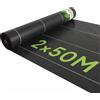 Outsunny Telo Nero Pacciamatura 50x2m per Orto, Serra, Giardino Drenante e Traspirante con Quadrettatura|Aosom