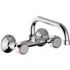 Schläfer 3431411 | Rubinetto a Muro da Cucina per Lavello, Lavatoio Lavanderia e Lavabo Bagno da Parete con 2 Manopole, Canna Girevole Universale a U x 180mm, Aeratore Risparmio. Cromo