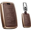 HIBEYO Custodia Smart per Chiave Auto Adatta per Land Rover Discovery 5 Range Rover Sport Evoque Velar LR2 LR4 per Jaguar XE XJ F Tipo F-Type Guscio Portachiavi Portachiavi in Pelle Marrone