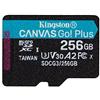 Kingston Canvas Go! Plus microSD Scheda di memoria Classe 10, UHS-I 256GB microSDXC 170R A2 U3 V30 Confezione singola senza adattatore