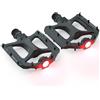 Generic Pedali per bicicletta con luce lampeggiante LED di avvertimento 9/16 pollici asse CNC in alluminio MTB Pedali cuscinetti sigillati pedali antiscivolo con ampia piattaforma per mountain bike trekking