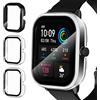 iVoler 3 Pezzi Cover con Vetro Temperato per Amazfit GTS 4 Mini, Copertura Completa Custodia Rigida PC, HD Clear Pellicola Protettiva Anti-Graffio Case, 2 Trasparente + 1 Nero