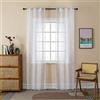 GIRASOLE HOME® Coppia Tende Voile Filtranti Fantasia Geometrica Argentata Tenda Bianca per Interni con Tasca e Passanti Nascosti 2 Pannelli (Geometria Argento, 70x235cm)