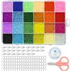 JTOOYS Set di 24000 perline di vetro da 2 mm, per braccialetti fai da te, set di perline in 24 colori, per braccialetti con griglia, scatola di immagazzinaggio, perline fai da te