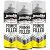 Jenolite - 3 Vernici aerosol per primer flessibili con elevate proprietà di riempimento, colore giallo, 400 ml (riempiono piccole ammaccature e graffi per una finitura liscia)