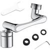 LOTUS POWER Set di rubinetti per braccio robotico girevole 1080°+360° con filettatura interna da 22 mm e filettatura esterna da 24 mm, rubinetto aeratore universale argento con chiavi per cucina/bagno