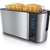 Arendo - Tostapane Moderno a 2 Fessure XXL - Scongela - Doppia Parete termoisolante - con Accessorio scalda Cornetto - 1500W - Vassoio raccogli briciole - Display con Tempo rimanente - Argento