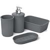 Tatay Set di Accessori da Bagno della Collezione Baobab, da Tavolo, Fabricato in Polipropilene, Senza BPA, Colore Grigio Antracite.