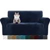 MAXIJIN Copridivano in velluto spesso Copridivano per divano a 2 posti Super elasticizzato per soggiorno Cani Gatto Pet Peluche Coprisedile Divano Coprivaso (2 posto, Velluto Blu Navy)