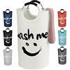 IHOMAGIC Extra Grande Ceste per la Biancheria in tessuto 115L, Cesto Portabiancheria Pieghevole, Cesta del Bucato Portatile Raggruppabili Sacchi da Biancheria per Camera da letto, Bureau, Smiley-Beige
