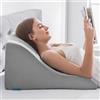 NOFFA Cuscini da Lettura a Cuneo in Memory Foam | per Letto e Divano | Perfetto per Il Supporto delle Gambe o Schiena Durante Rilassarsi, Giocare, Leggere o Guardare la TV grigio Larghezza extra