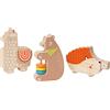 Manhattan Toy Musical Forest Trio - Set di 3 giocattoli in legno per tutti, con sonaglio orso, sbattere di lama e guiro riccio