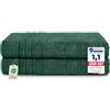 Komfortec Set 2 Teli Sauna 80x200 cm, Spugna 100% Cotone, Verde Scuro