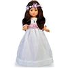 Nancy - Collezione comunione, bambola vestita per la prima comunione e corona di fiori, bionda, con vestito bianco, da regalare, riedizione 2023, Famosa (NAL01000)