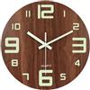 Topkey Orologio da parete luminoso da 12 pollici con design silenzioso in legno luci notturne rotonde orologio da parete per soggiorno e camera da letto (batteria non inclusa) - numeri grandi
