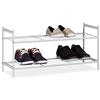 Relaxdays Scarpiera 2 Ripiani in Metallo, 6 Paia di Scarpe, 33,5 x 69,5 x 26 cm, Scaffale Ingresso Salvaspazio, Bianco