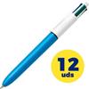 GielleService Penna a sfera retrattile originale Bic 4 colori Punta 1,0 mm Corpo blu/bianco 4 colori 889969