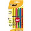 GielleService Bic Brit Liner Grip 4+2 pennarelli fluorescenti base d'acqua Punta scalpello Linea 1,60-3,30mm 829577