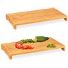 Relaxdays Set da 2 Taglieri in Bambù, Antiscivolo, Scanalatura ai Bordi, Piano Lavoro Cucina, 5x52x29 cm, Naturale