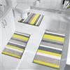Pauwer Set di 3 tappetini da bagno antiscivolo, in morbida microfibra, assorbenti, lavabili in lavatrice, per bagno, soggiorno, colore giallo