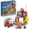 LEGO City Fire Caserma dei Pompieri e Autopompa con Camion Giocattolo dei Vigili del Fuoco, Giochi per Bambini e Bambine dai 4 Anni, Idee Regalo 60375