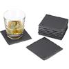 Relaxdays Sottobicchieri in Ardesia, Set da 8, Quadrati 10x10 cm, Poggiabicchieri Facili da Pulire, Grigio