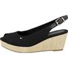 Tommy Hilfiger Espadrillas Wedge Donna Iconic Elba Sling Back Wedge Tacco a Zeppa, Nero (Black), 37 EU