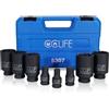 CCLIFE 8 Pezzi 1/2 Chiave a bussola Impulsi Esagono attacco quadro 12 Punte