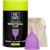 Pee Safe PEESAFE Coppetta Mestruale | Piccola - Taglia Mini | per 18 anni e meno | Coppa del periodo | Utilizzo fino a 12 ore | 100% silicone di grado medico | Viene fornito con custodia da viaggio