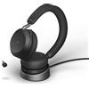 Jabra Evolve2 75 headset Stereo senza cavo per MS con base, Bluetooth, USB-C, nero