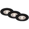 Briloner Leuchten - Set di 3 lampade da incasso a LED, lampade da soffitto dimmerabili da 5 watt ciascuna, 460 lumen ciascuna, 3.000 Kelvin, IP44, nero opaco, 90x25mm (DxH)