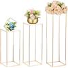NUPTIO Alzatine per Allestimenti Metallo per Cake: 60cm+80cm+100cm Fiori Oro Cilindri Colonna Piedistallo per Natalizio Feste Compleanno - 3 Pezzi Vaso per Centrotavola Matrimonio