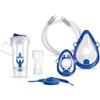 Flaem, Kit Completo Accessori Aerosol, Ampolla RF7 Dual Speed, Mascherina Adulto, Mascherina Pediatrica, Boccaglio, Elastico, Tubetto 1 Mt. Compatibile con Tutti gli Aerosol a Pistone Flaem
