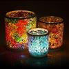 Larcenciel Mosaico Portacandele Set, 3 Pezzi Porta Candele Colorato Candelabro in Vetro Candelabri Fatti a Mano, Candeliere Romantico Tealight Decorazione Lanterna per Matrimonio, Natale, Compleanno