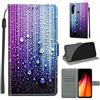 LeviDo-EU LeviDo Cover Compatibile per Xiaomi Redmi Note 8 2021/Redmi Note 8 Silicone Libro Motivo PU Pelle Magnetica Flip Portafoglio con Corda Antiurto Bumper Custodia Resistente Protettiva Case, Viola Blu