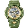 findtime Orologi digitali Uomo Militare Cronometro 50M Impermeabile Multifunzionale Orologio Conto alla Rovescia Modalità Allarme Dual Time, Verde, Cinghia