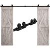 TSMST 242CM Binario per Porta Scorrevole Kit Nero e Rustico Porta Scorrevole Kit Accessori per Porta Doppia Scorrevole (T-Stile)