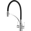 Ibergrif M22142-2 Rubinetto Lavello Cucina Nero, Rubinetto Cucina con Doccetta Estraibile, Miscelatore Lavello con Bocca Flessibile, Miscelatore Cucina Rotazione a 360°, Maniglia Doppia