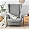CHNSHOME Copripoltrona con Orecchie 1 Posto Elasticizzato 2 Pezzi Coprisedile con Orecchie Fodera per Pouf Fodere per poltrone Elastiche Grigio Chiaro