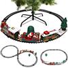 BAKAJI Trenino Natalizio sotto Albero 3in1 Locomotiva Luci Suoni con Vagoni + Slitta Babbo Natale Decorazioni Natalizie 3 Piste Giocattolo Bambini
