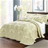 Home Soft Things Serenta Damasco 4 pezzi Copriletto Set Oversize Queen (279,4 x 304,8 cm), Verde Chiaro