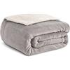 Kono Coperta in pile sherpa, 150 x 200 cm, morbida, morbida, reversibile, in microfibra, tinta unita, per letto, divano, divano (grigio, doppio/matrimoniale)