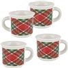 Baroni Home Tazzine in Ceramica da Caffè, Set 4 Bicchierini con Manico da Caffè 8X6X6 cm Tartan