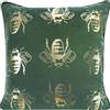 Eurofirany Elegante cuscino decorativo in velluto con stampa, 45 x 45 cm, federa in velluto, morbido cuscino per divano, api dorati, verde scuro